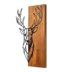 Διακοσμητικό τοίχου Deer Megapap ξύλινο - μεταλλικό χρώμα καρυδί - μαύρο 36x3x58εκ. - Image 3