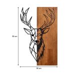 Διακοσμητικό τοίχου Deer Megapap ξύλινο - μεταλλικό χρώμα καρυδί - μαύρο 36x3x58εκ. - Image 4