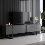 Έπιπλο τηλεόρασης Luxe Megapap χρώμα ανθρακί 180x30x50εκ. - Image 2