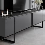 Έπιπλο τηλεόρασης Luxe Megapap χρώμα ανθρακί 180x30x50εκ. - Image 3