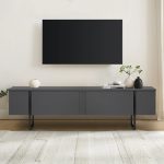 Έπιπλο τηλεόρασης Luxe Megapap χρώμα ανθρακί 180x30x50εκ. - Image 5