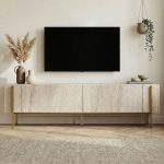 Έπιπλο τηλεόρασης Nexus Megapap χρώμα travertine - χρυσό 180x30x45,5εκ. - Image 2