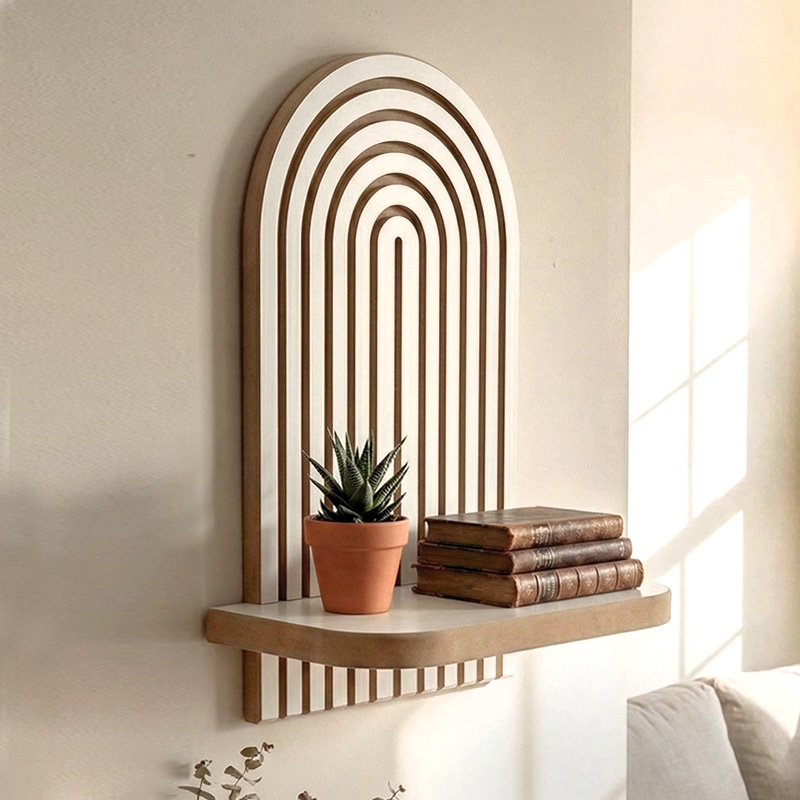GP052-02753-0 Ραφιέρα τοίχου Artwill Megapap Mdf χρώμα λευκό - oak 26x13x35εκ. - Image 1