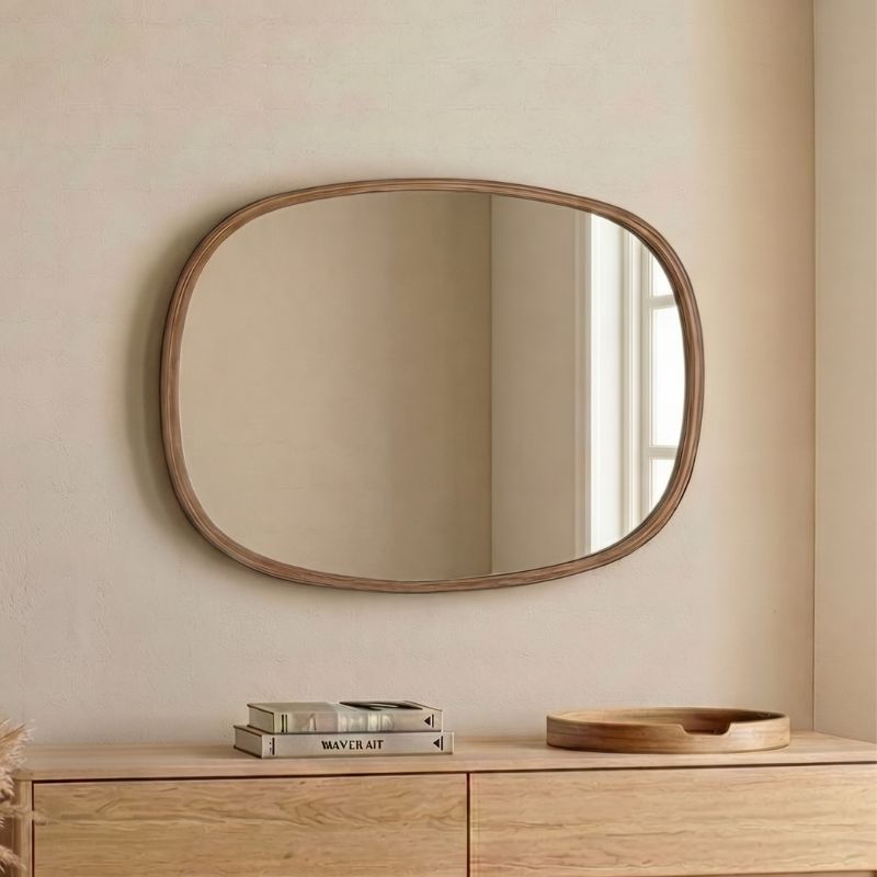 GP052-02821-0 Καθρέπτης τοίχου Cloudy Megapap ξύλο χρώμα καρυδί 55x4x38εκ. - Image 1