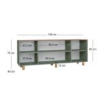 Μπουφές Bohemian Megapap χρώμα πράσινο - φυσικό οξιάς 180x40x75εκ. - Image 7