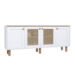 Μπουφές Bohemian Megapap χρώμα λευκό - φυσικό οξιάς 180x40x75εκ. - Image 2