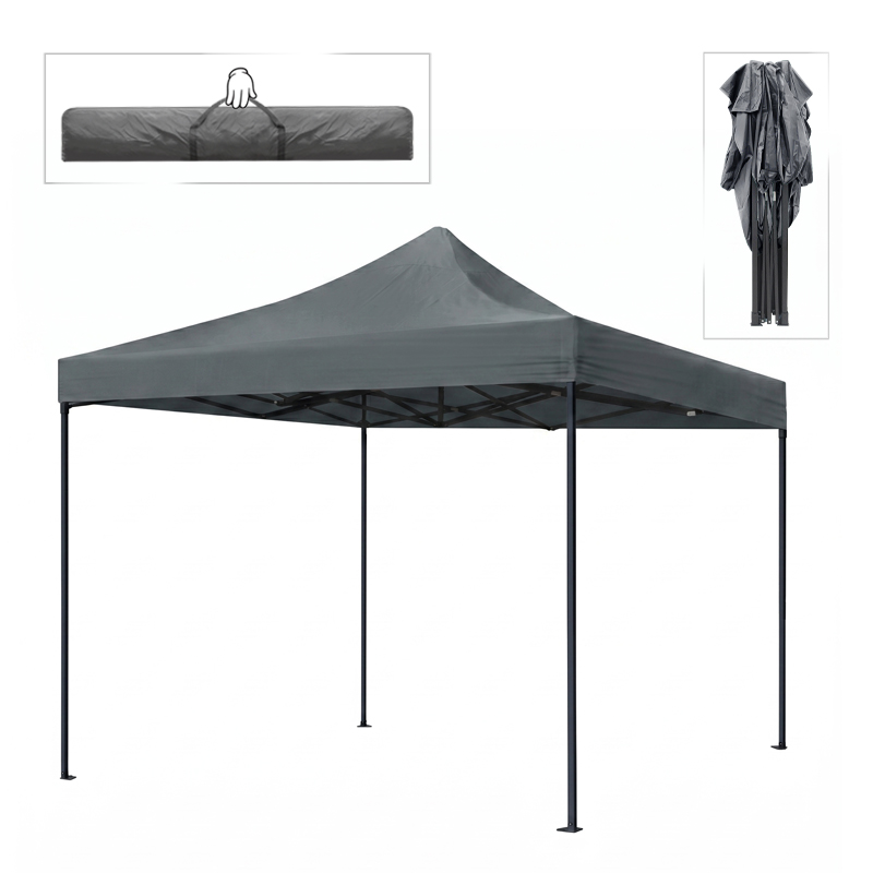 GP059-00012-0 Κιόσκι - Gazebo Bari Megapap πτυσσόμενο μεταλλικός σκελετός - αδιάβροχο ύφασμα χρώμα γκρι 3x3x3,10m. - Image 1