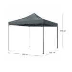 Κιόσκι - Gazebo Bari Megapap πτυσσόμενο μεταλλικός σκελετός - αδιάβροχο ύφασμα χρώμα γκρι 3x3x3,10m. - Image 9