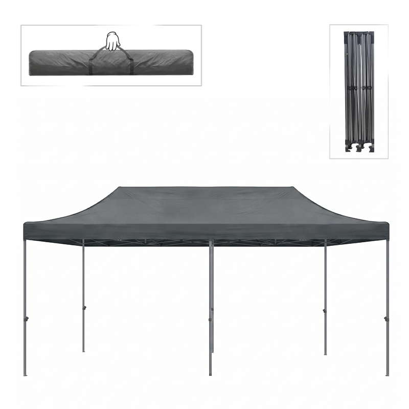 GP059-00032-0 Κιόσκι - Gazebo Bari Megapap πτυσσόμενο μεταλλικός σκελετός - αδιάβροχο ύφασμα χρώμα γκρι 3x6x3,27m. - Image 1