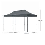 Κιόσκι - Gazebo Bari Megapap πτυσσόμενο μεταλλικός σκελετός - αδιάβροχο ύφασμα χρώμα γκρι 3x6x3,27m. - Image 9