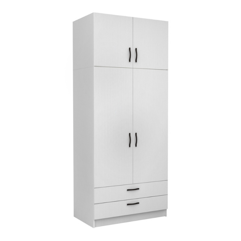 GP100-00801-0 Ντουλάπα ρούχων Victoria Megapap δίφυλλη με πατάρι και συρτάρια χρώμα λευκό 100x60x240εκ. - Image 1