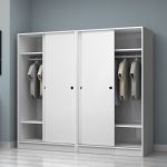 Ντουλάπα ρούχων Regio Megapap τετράφυλλη συρόμενη χρώμα λευκό 200x60x181εκ. - Image 2