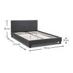 Κρεβάτι Flat Megapap υφασμάτινο χρώμα ανθρακί 150x200εκ. - Image 8