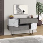 Μπουφές Eros Megapap γκρι ρετρό - λευκό εφέ μαρμάρου 145x40x82εκ. - Image 2