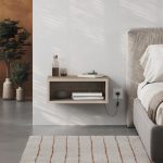 Κομοδίνο επιτοίχιο Brik Megapap με LED χρώμα καρυδί Ud - sandstone 45x30x18εκ. - Image 3