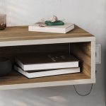 Κομοδίνο επιτοίχιο Brik Megapap με LED χρώμα καρυδί Ud - sandstone 45x30x18εκ. - Image 6