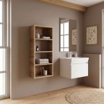 Ραφιέρα τοίχου Rafina Megapap χρώμα καρυδί Ud 40x15x90εκ. - Image 2