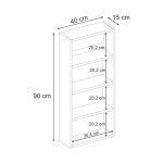 Ραφιέρα τοίχου Rafina Megapap χρώμα καρυδί Ud 40x15x90εκ. - Image 3