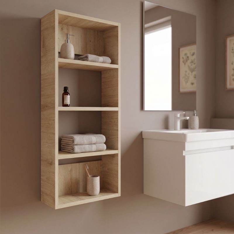 GP037-02962-0 Ραφιέρα τοίχου Rafina Megapap χρώμα sapphire oak 40x15x90εκ. - Image 1