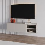 Έπιπλο τηλεόρασης επιτοίχιο Conrad Megapap χρώμα sandstone 140x35x38εκ.
