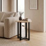 Τραπεζάκι σαλονιού σετ 2 τμχ Mesa Megapap χρώμα sapphire oak Ø90x35,5εκ. - Image 3