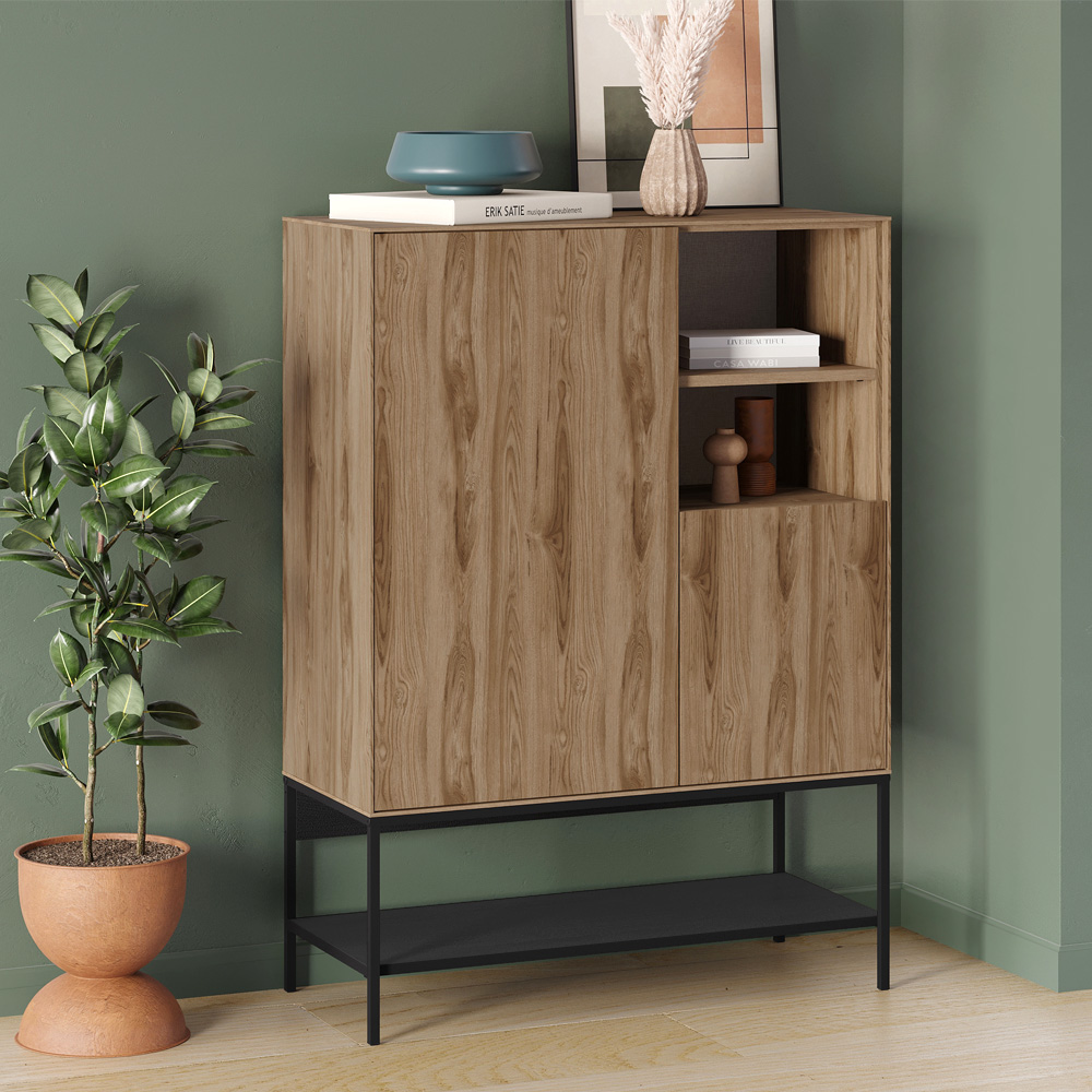 GP037-03171-0 Μπουφές Amira Megapap χρώμα καρυδί Ud - black wood 90x40x125εκ. - Image 1