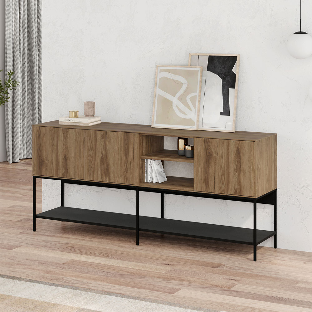 GP037-03181-0 Μπουφές Amira Megapap χρώμα καρυδί Ud - black wood 180x40x80εκ. - Image 1