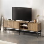 Έπιπλο τηλεόρασης Amira Megapap χρώμα καρυδί Ud - black wood 180x35x55εκ.