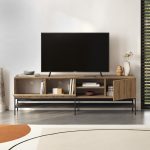 Έπιπλο τηλεόρασης Amira Megapap χρώμα καρυδί Ud - black wood 180x35x55εκ. - Image 2