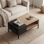 Τραπεζάκι σαλονιού Cailin Megapap χρώμα sepet oak - black wood 90x56x40,6εκ. - Image 2