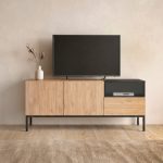 Έπιπλο τηλεόρασης Cailin Megapap χρώμα sepet oak - black wood 140x41,8x55εκ. - Image 2