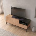 Έπιπλο τηλεόρασης Cailin Megapap χρώμα sepet oak - black wood 140x41,8x55εκ. - Image 3