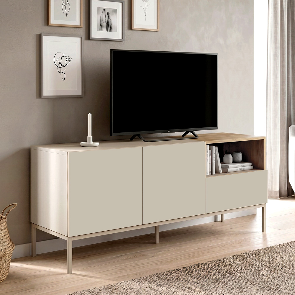 GP037-03292-0 Έπιπλο τηλεόρασης Cailin Megapap χρώμα sandstone - sepet oak 140x41,8x55εκ. - Image 1