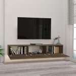 Έπιπλο τηλεόρασης επιτοίχιο Damla Megapap με LED χρώμα καρυδί 180x29,5x29,5εκ. - Image 2