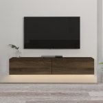 Έπιπλο τηλεόρασης επιτοίχιο Aristo Megapap με LED χρώμα καρυδί 135x31,6x25εκ. - Image 3
