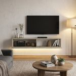 Έπιπλο τηλεόρασης επιτοίχιο Aristo Megapap με LED χρώμα travertine 135x31,6x25εκ. - Image 4