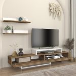 Έπιπλο τηλεόρασης Nirvana Megapap χρώμα καρυδί - λευκό 180x31,3x41,7εκ. - Image 2
