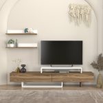 Έπιπλο τηλεόρασης Nirvana Megapap χρώμα καρυδί - λευκό 180x31,3x41,7εκ. - Image 4