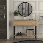 Κονσόλα με καθρέπτη Suzy Megapap χρώμα sepet oak 90x29,6x76εκ. - Image 2