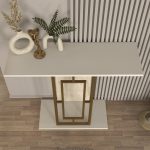 Κονσόλα Alderas Megapap χρώμα sandstone - travertine - χρυσό 90x29,6x76,8εκ. - Image 4