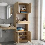 Ντουλάπι κουζίνας - μπάνιου Alvento Megapap χρώμα sapphire oak 60x42x180εκ. - Image 4
