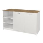 Τραπέζι - Πάγκος κουζίνας Peres Megapap χρώμα λευκό - sepet oak 150x70x91,8εκ. - Image 6