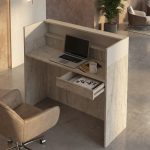 Γραφείο υποδοχής - reception Wilko Megapap με LED χρώμα travertine - sandstone 113,6x42x110εκ. - Image 2