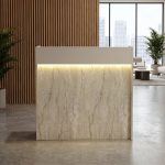 Γραφείο υποδοχής - reception Wilko Megapap με LED χρώμα travertine - sandstone 113,6x42x110εκ. - Image 3