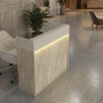 Γραφείο υποδοχής - reception Wilko Megapap με LED χρώμα travertine - sandstone 113,6x42x110εκ. - Image 5