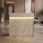 Γραφείο υποδοχής - reception Wilko Megapap με LED χρώμα travertine - sandstone 113,6x42x110εκ. - Image 6