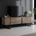 Έπιπλο τηλεόρασης Luxe Megapap χρώμα καρυδί 180x30x50εκ. - Image 2
