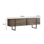 Έπιπλο τηλεόρασης Luxe Megapap χρώμα καρυδί 180x30x50εκ. - Image 6