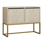 Κονσόλα - Μπουφές Zermat Megapap χρώμα μπεζ travertine - χρυσό 90x34x70εκ. - Image 4