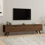 Έπιπλο τηλεόρασης Paris Megapap χρώμα καρυδί 160x25x35εκ.